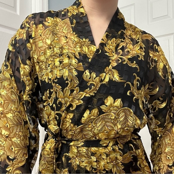 Vintage Victoria’s Secret Robe Gold Label Black Luxury Casual Lounge One Size - Picture 2 of 8